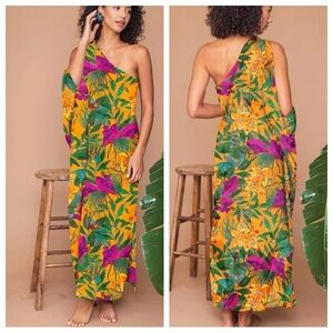 New! Ochie Saina floral swim coverup paradise tropical floral nwot 13613